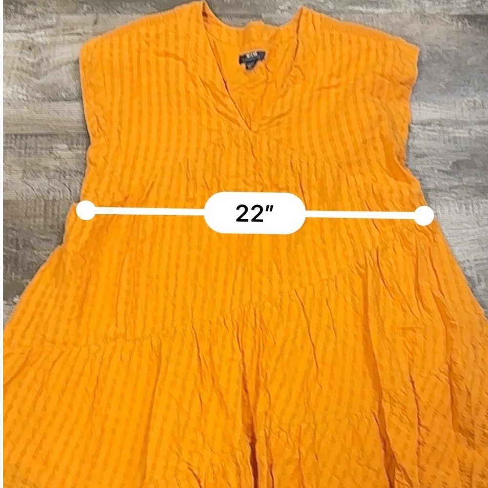 Maeve Anthropologie Orange Textured Stripe Tiered V-Neck Mini Dress Womens XL - Picture 5 of 9